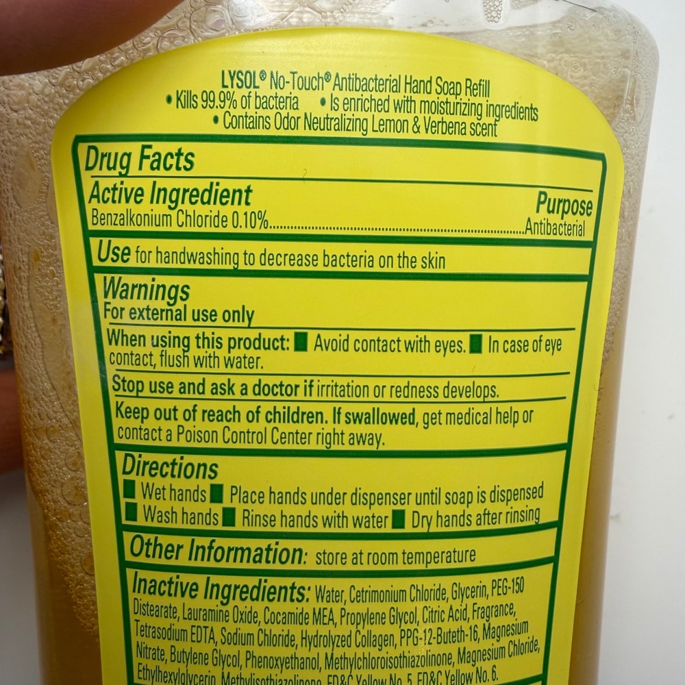 Lysol No-Touch Antibacterial Hand Soap Refill Lemon & Verbena 8.5oz 251ml Sealed - Picture 6 of 7